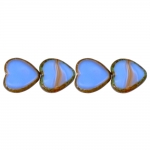 Heart-shaped glass beads, 16x15x4mm