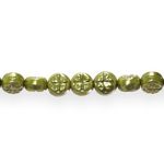 Round flat glass beads with pattern, Preciosa (Czech), 7.5x4.5mm