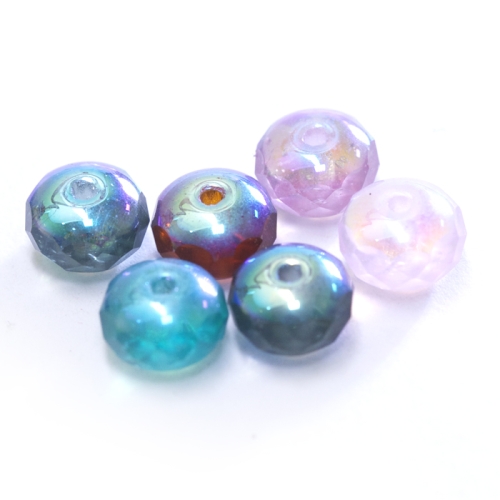 Rondellikujuline, tahuline, matt, otstest AB. kattega klaashelmes (Jablonex) 9x6mm 