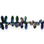 Rice-shaped glass beads, 10x4mm