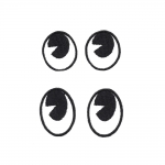 Hot-fix eyes, 2 pair, 2,2 x 3 cm and 2,5 x 2,2 cm