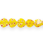 Heart-shaped flat millefiori glass beads with flower pattern, 11x11x3.5mm