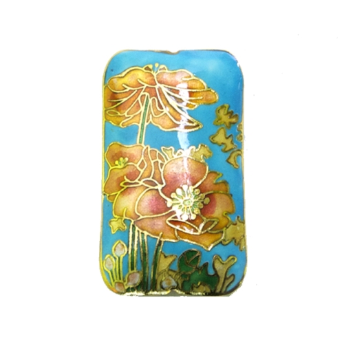 Suured värvilised, maalitud ristkülikukujulised lapikud cloisonne metallhelmed 65x40x12mm