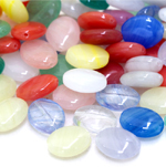 Mix of oval glass beads with various colors, 8-12mm, 50/100g pack