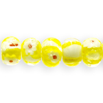 Round glow-in-the-dark glass beads with flower pattern, 12x8mm