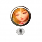 Metallist teksanööp, liikuva tüdrukupildiga, ø20 mm, suurus: 32L