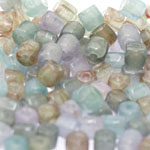 Mix of round green, grey, and purple glass beads, 6.5mm, 50/100g pack