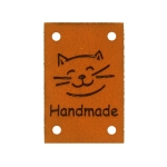 Kunstnahast piklik õmmeldav kassi pildiga aksessuaar `Handmade`, 30 x 20mm