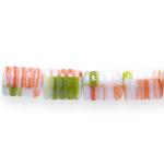 Cylinder-shaped textured glass beads, 19x12mm