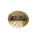 Perforated Round Pin-On Brooch Base, 26mm