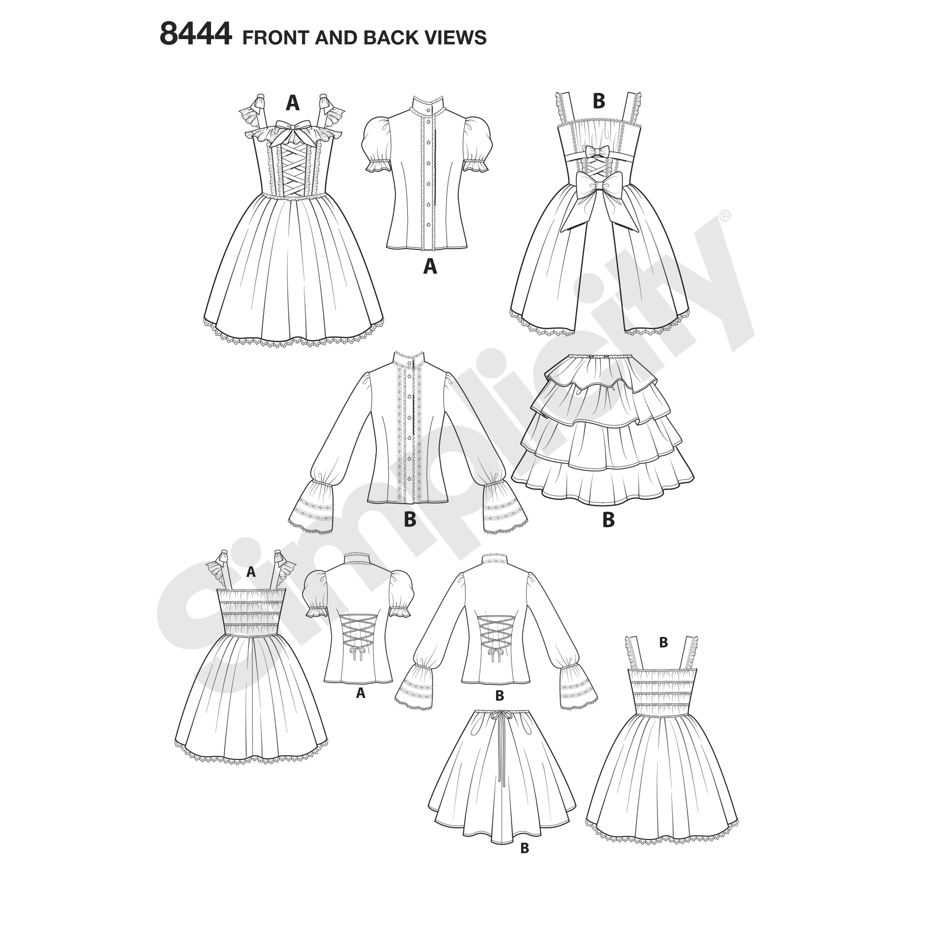 4/6/8/10/12 Simplicity Women’s Lolita Costume Dresses Sewing Pattern Paper White 