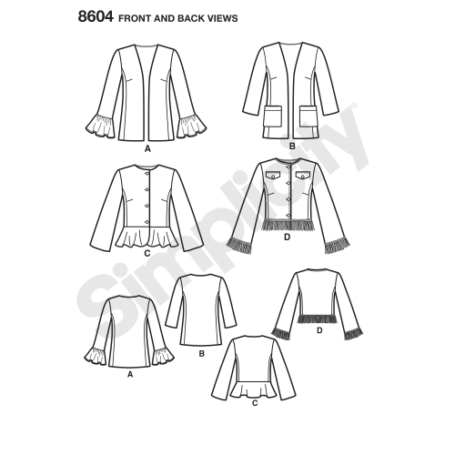 Naiste ja väikesekasvuliste Petite-naiste jakk, Simplicity Pattern #8604 
