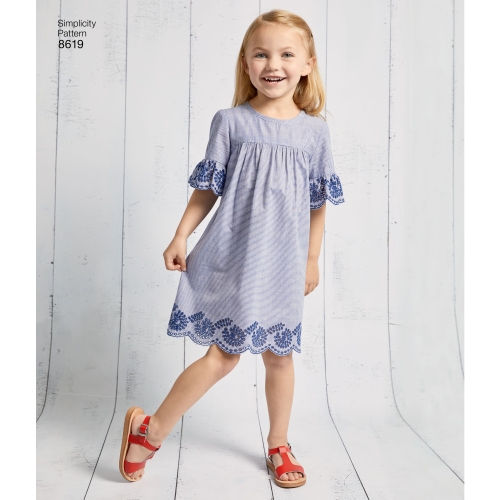 Laste Easy to Sew kleidid, suurused: A (3-4-5-6-7-8), Simplicity Pattern #8619 