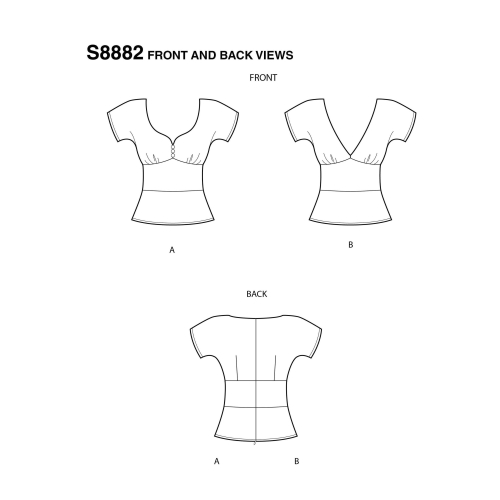 Naiste Gertie topp Simplicity Pattern #S8882 