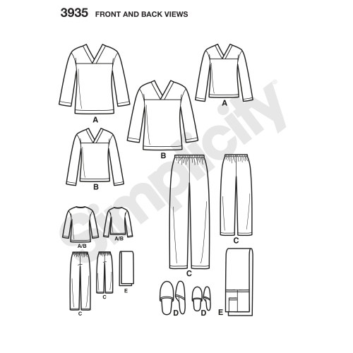 Naiste, meeste ja laste magamisriietus, Simplicity Pattern #3935 