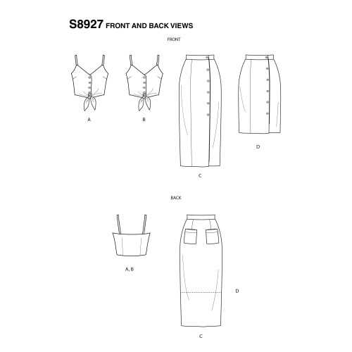 Naiste eestsõlmitavad topid ja seelikud by Mimi G Style, Simplicity Pattern #S8927 