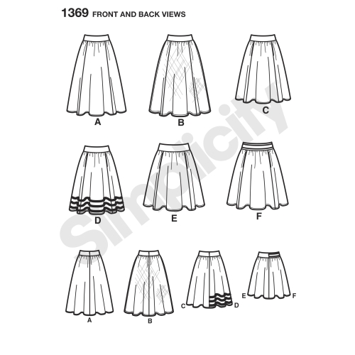 Naiste seelikud kolmes pikkuses, Simplicity Pattern #1369 