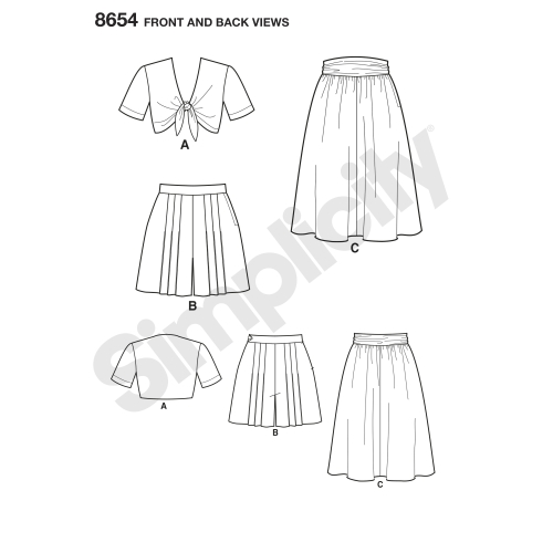 Vintage seelik, shortsid ja Tie topp Simplicity Pattern #8654 