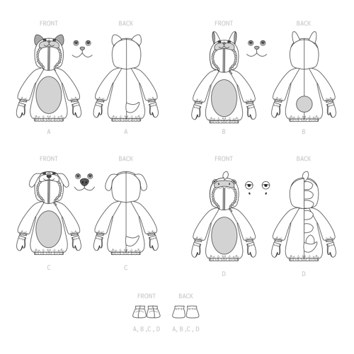 Simplicity Sewing Pattern S9624 TODDLERS` ANIMAL COSTUMES, SS9624A 