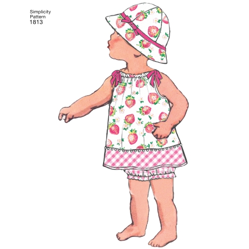 Väikelaste kleit ja riietus, suurused: A (XXS-XS-S-M-L), Simplicity Pattern #1813 