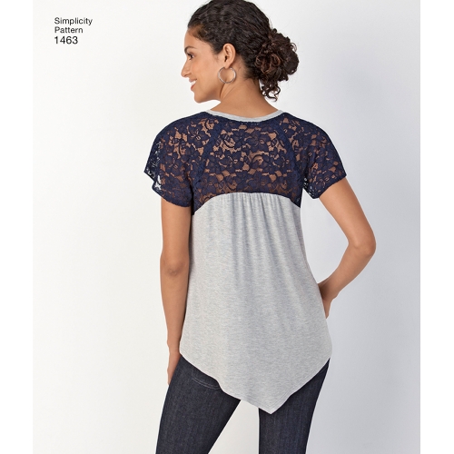 Naiste trikoo-topid, suurused: A (XXS-XS-S-M-L-XL-XXL), Simplicity Pattern #1463 