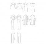 Выкройка: Misses` knit Off-the-Shoulder Top, Dress and Jumpsuit, Loose Jacket, and Pull-On Pants, Butterick B6495 