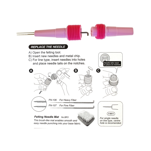 3-Needle Pen Style Felting Tool, Sew Mate, FN-005 
