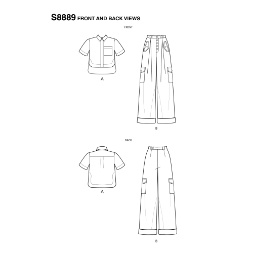 Naiste särk ja laiasäärelised püksid, Simplicity Pattern #S8889 