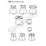 Väikelaste kleit ja püksikud, suurused: A (XXS-XS-S-M-L), Simplicity Pattern #1205 