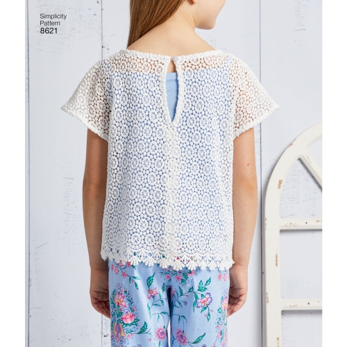 Laste ja tüdrukute kleit, top, püksid ja särgik, suurused: HH (3-4-5-6), Simplicity Pattern # 8621 