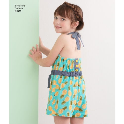 Laste ja tüdrukute päitsekleit või -riie kahes pikkuses, Simplicity Pattern # 8395 