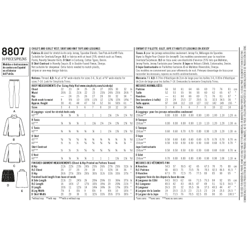 Laste ja tüdrukutes spordiriided, Simplicity Pattern #8807 