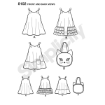 Laste Seda-on-kerge-õmmelda kleit ja kiisukott, suurused: A (3-4-5-6-7-8), Simplicity Pattern #8102 