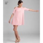 Women’s knit Trapeze Dress with Neckline and Sleeve Variations, Simplicity Pattern #8383 