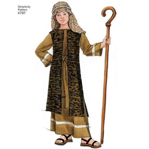 Poiste ja tüdrukute kostüümid, suurused: A (S,M,L), Simplicity Pattern #4797 