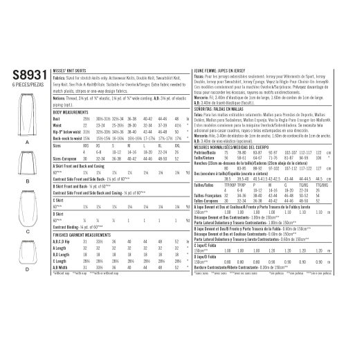 Trikooseelikud, suurused: XXS-XS-S-M-L-XL-XXL, Simplicity Pattern #S8931 