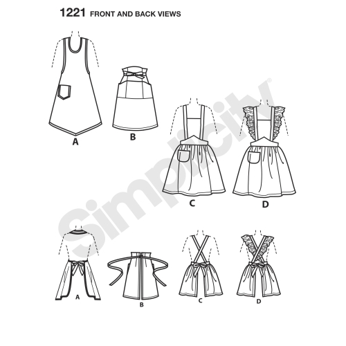 Naiste vintage põlled, suurused: A (S-M-L), Simplicity Pattern #1221 
