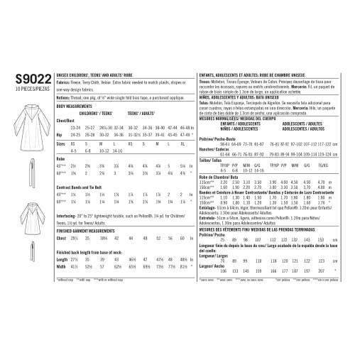 Harry Potter Unisex hommikumantlid, suurused: A (XS - L / XS - XL), Simplicity Pattern #S9022 