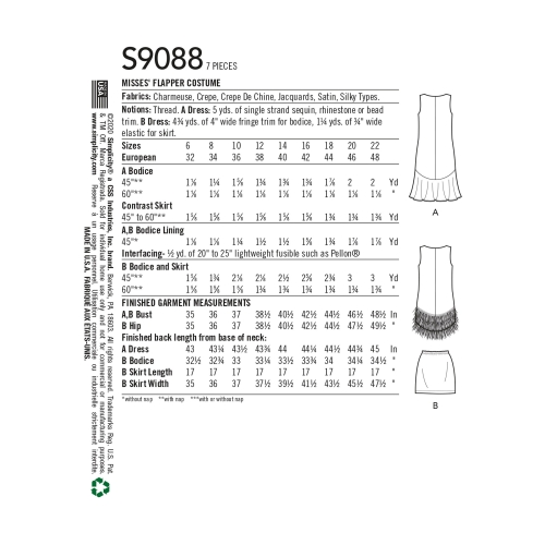 Naiste Flapper kostüümid, Simplicity Pattern #S9088 