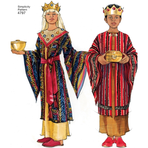 Poiste ja tüdrukute kostüümid, suurused: A (S,M,L), Simplicity Pattern #4797 