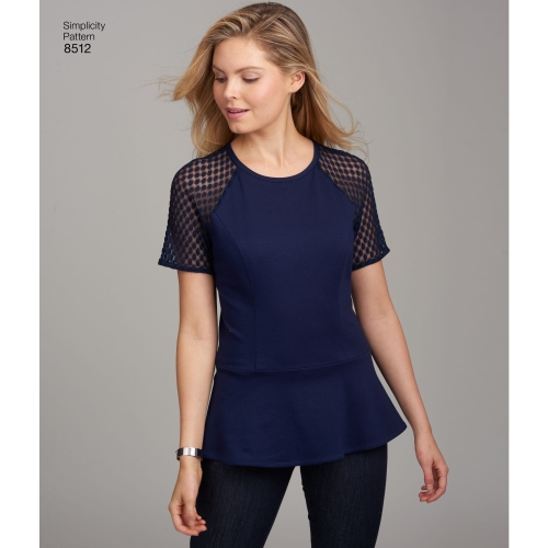 Naiste ja petit-naiste varrukavariatsioonidega topid, Simplicity Pattern # 8512 