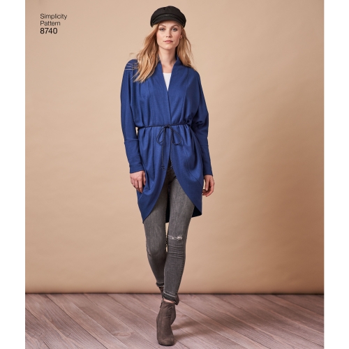 Naiste trikoo-kardigan, suurused: A (XS-S-M-L-XL), Simplicity Pattern # 8740 