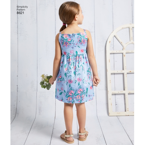 Laste ja tüdrukute kleit, top, püksid ja särgik, suurused: HH (3-4-5-6), Simplicity Pattern # 8621 