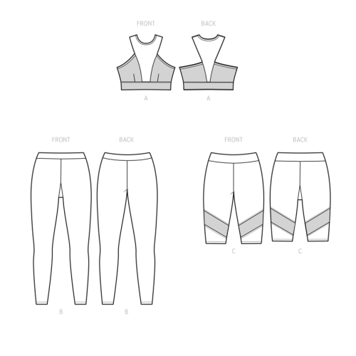 Simplicity lõikekomplekt S9620 MISSES` AND WOMEN`S KNIT SPORTS BRA, LEGGINGS AND BIKE SHORTS BY MADALYNNE INTIMATES, SS9620 