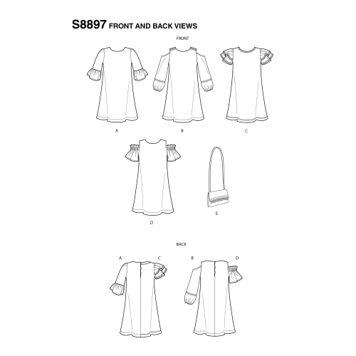 Laste ja tüdrukute kleit ja kotike, Simplicity Pattern #S8897 