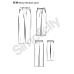 Poiste ja meeste Slim Fit salongi`i püksid, suurused: A (S - L / XS - XL), Simplicity Pattern # 8519 