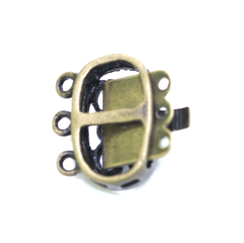 Ovaalne lillelise mustriga karpkinnis / 12 x 10mm 