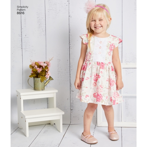 Mudilaste kleit ja põll Tutu, suurused: A (1 / 2-1-2-3-4), Simplicity Pattern # 8616 