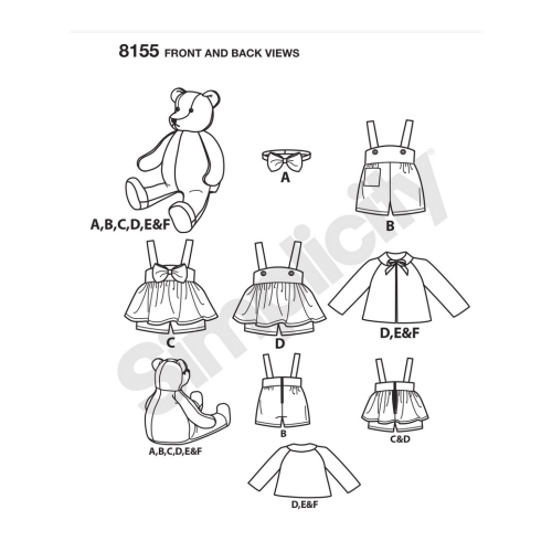 Topistäidetavad karud ja riided neile, Simplicity Pattern #8155 