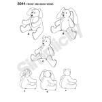 Two-Pattern Piece Stuffed Animals, Sizes: OS (ONE SIZE), Simplicity Pattern #8044 
